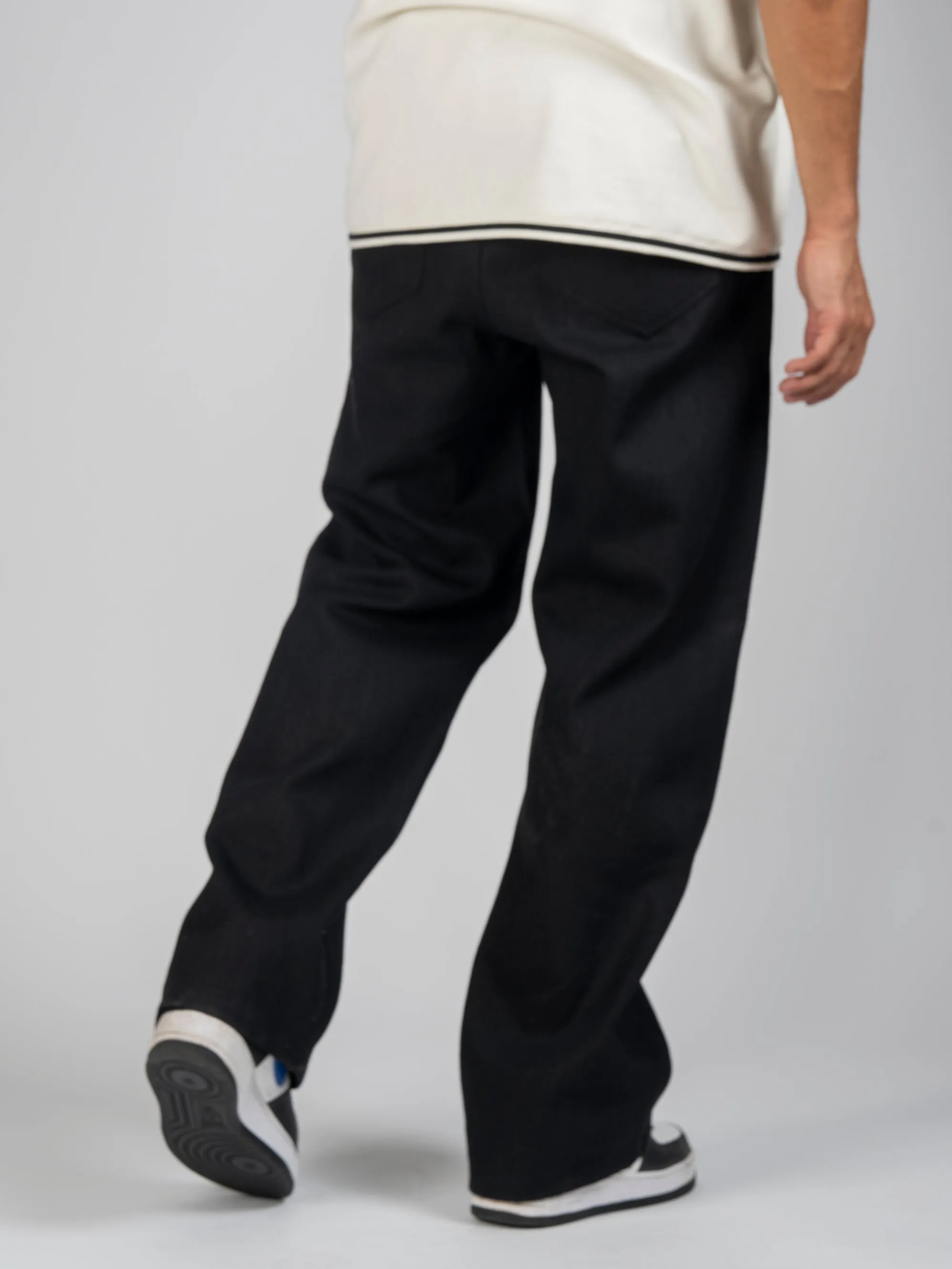 Black Printed Knee Denim