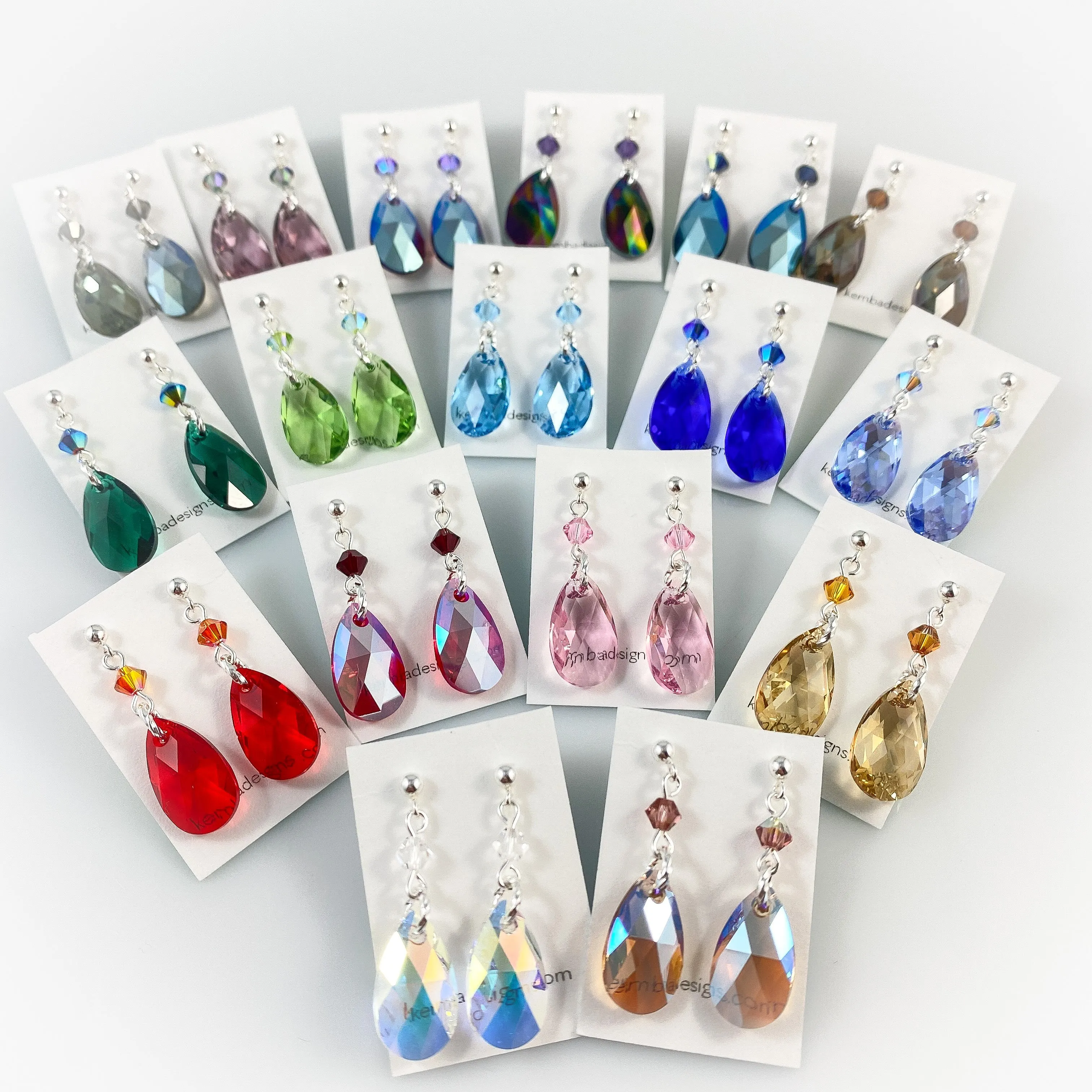 "Crystal Rain" (Siam Red) Earrings